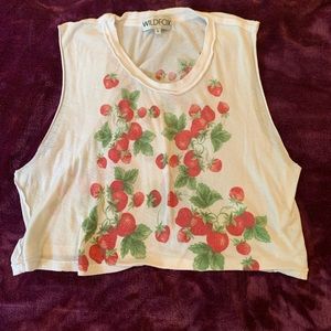 Wild Fox Strawberry Print Crop Top
